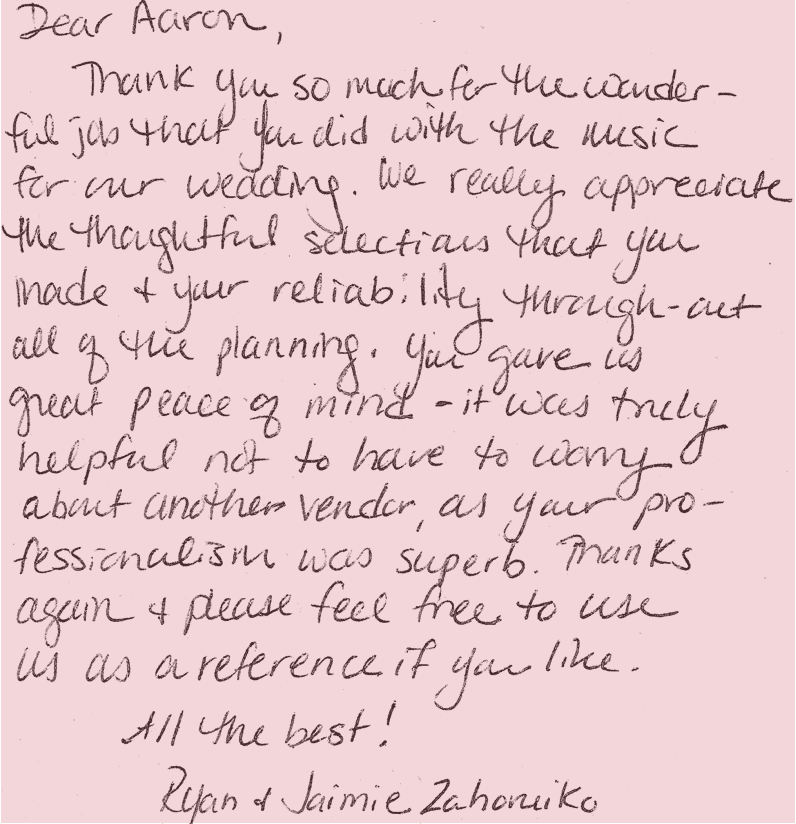 Another Nice Thank-You Letter! | AaronTopfer.com